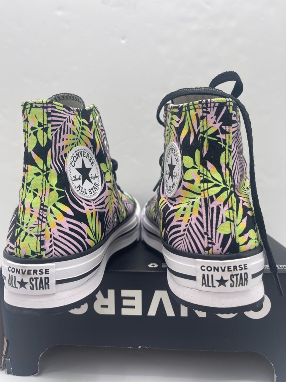 Converse WMNS CTAS EVA Lift Hi A01201C Blk/Pink Foam/Lime Rave Platform Sneakers - Picture 9 of 16